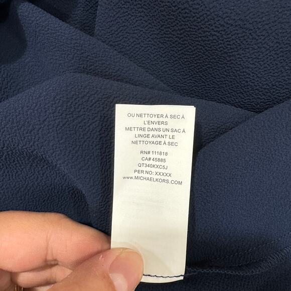 Michael Kors Navy Blue Womens Size Small Cold Shoulder Keyhole Gold Accent - Picture 9 of 10